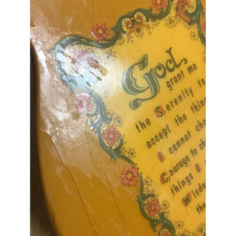 Vintage Pear Art Hanging Wood Resin Serenity Prayer‎ Handmade Eileen Anes *flaw